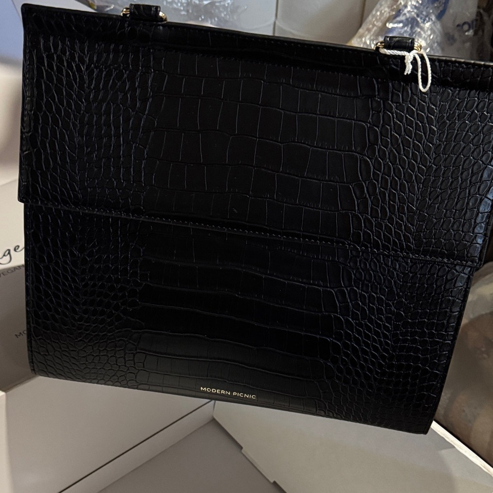 Black leather lunchbox